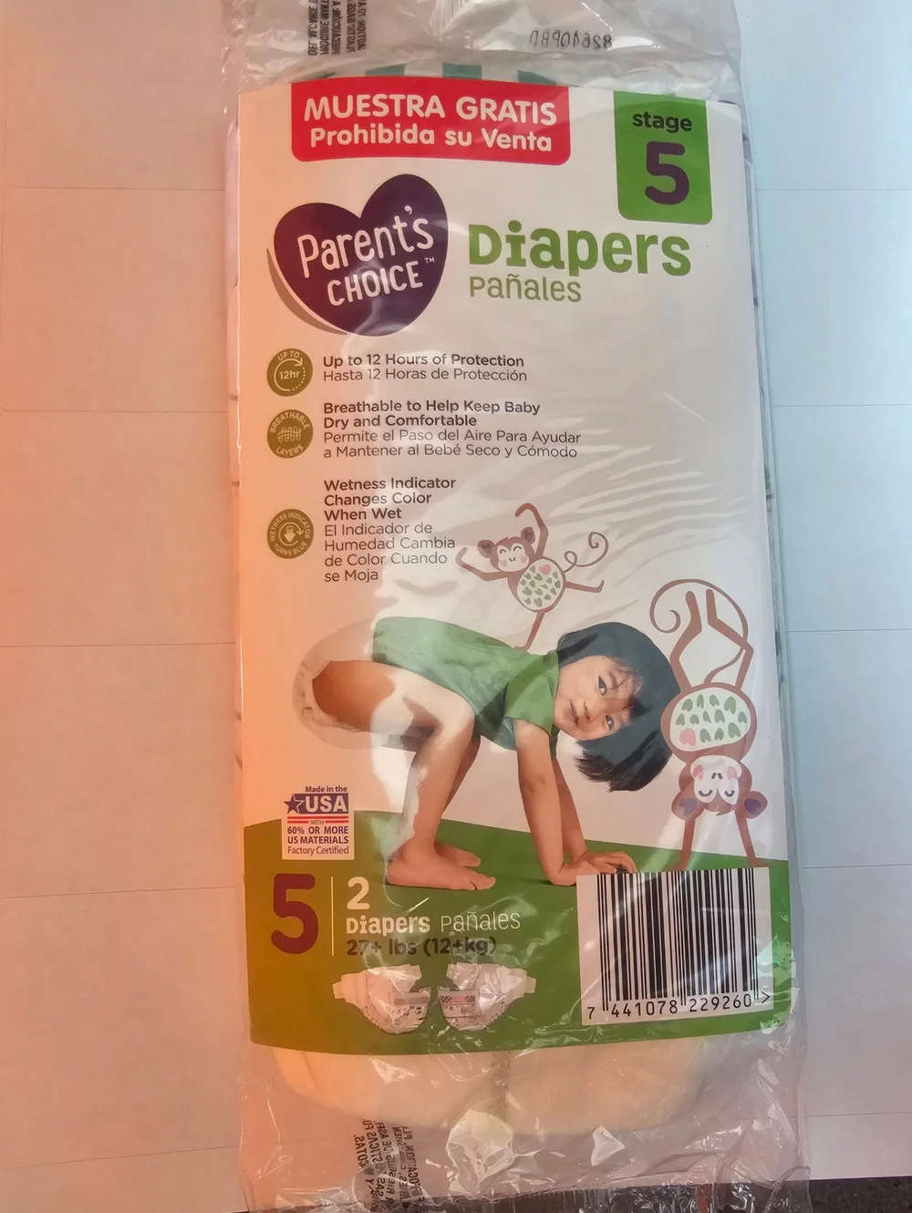 Parent's Choice Diapers with Purple and White Design 80 Diapers Stage 5